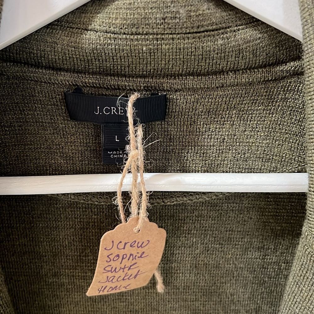 J.Crew Olive Green wool sweater jacket - Picture 2 of 3